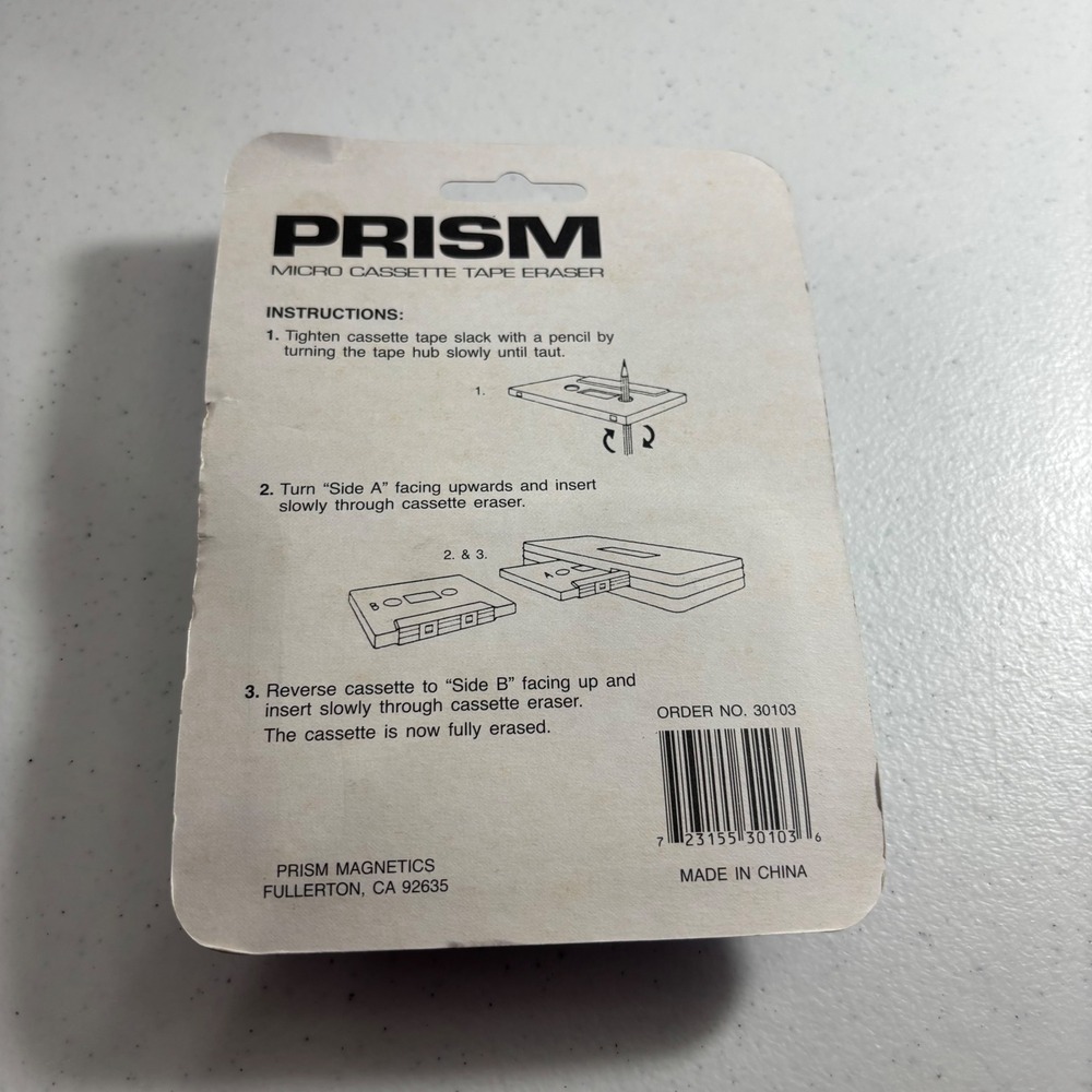 Prism Micro Cassette Tape Eraser for Mini and Micro Tapes White VTG 30103 NEW - Picture 2 of 3